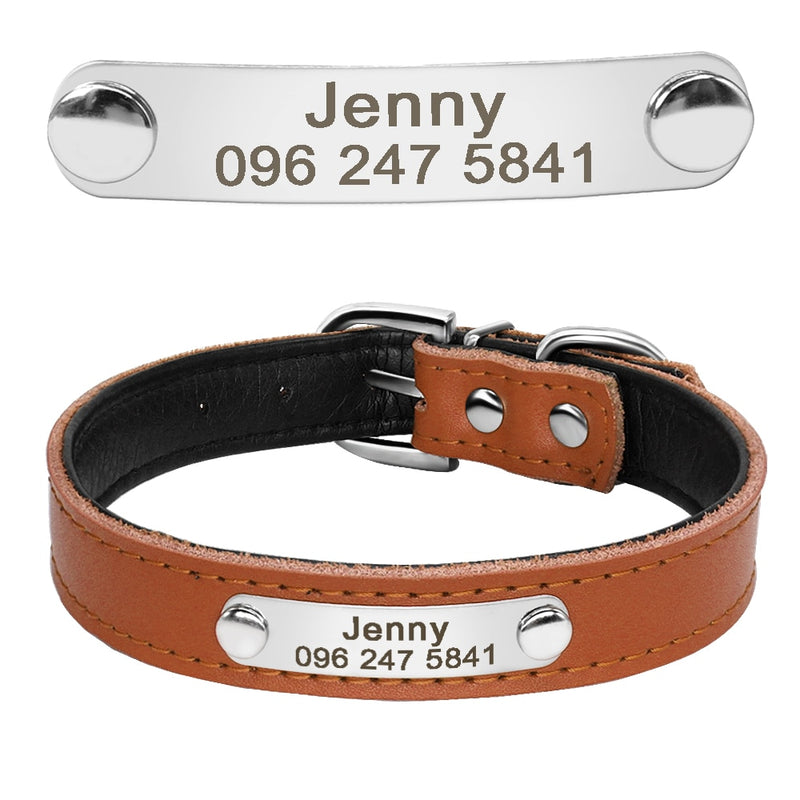 Leather Inner Padded Nameplate collar