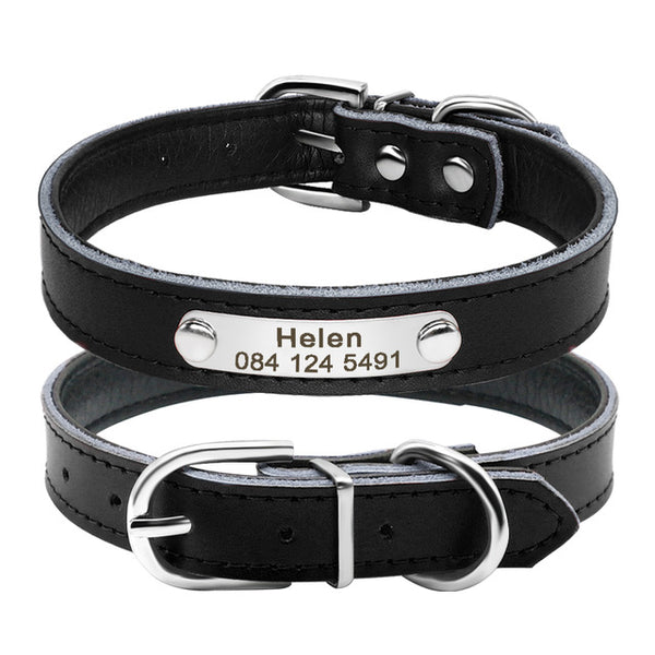 Leather Inner Padded Nameplate collar