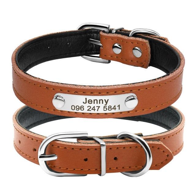 Leather Inner Padded Nameplate collar