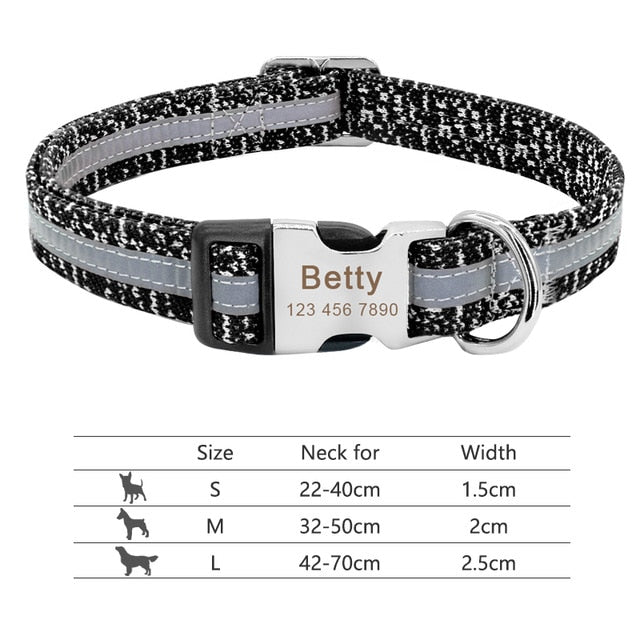 Nameplate Reflective pet collar